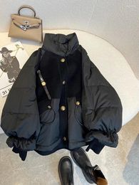 Women's Trench Coats Woman Clothing 2024 Winter Black Thickened Stitched Gold Down Jacket Cotton Clothes