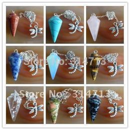 Whole-Min order 10 mix Beautiful Whole 9pcs lot mixed agate Pendulum semi-precious Jewellery pendant bead WE2285L