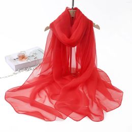 Scarves Simulated Silk Scarf Spring/Summer Thin Sunscreen Big Red Solid Shawl