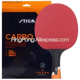 Table Tennis Raquets Original STIGA 6 Stars Carbon Advanced Table Tennis Racket with Rubber Loop Offensive Speed Spin Ping Pong Bat Paddle Gift SetL23118