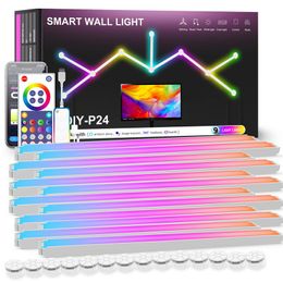 Wi -Fi LED 스마트 월 램프 RGB 라이트 바 모듈러 DIY 분위기 나이트 라이트 앱 음악 리듬 TV 백라이트 침실 게임 룸 장식