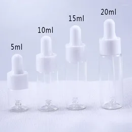 Storage Bottles 50pcs/lot Clear Glass Essential Oil 5ml 10ml 15ml 20ml Dropper Bottle Jars Vials With Pipette For Cosmetic Perfume