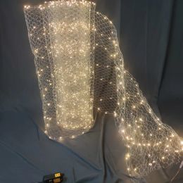 Wedding Ceiling Decoration Centrepieces LED Wire Meshes Light String Star Net Rice Lamp Party Window Hotel Ornament BJ
