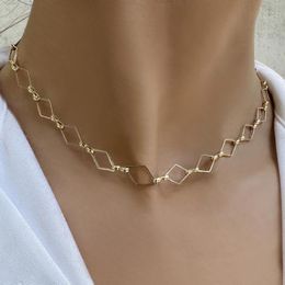 Choker Boho Statement Neck Chokers Necklace Women Adjustable Geometric Golden Copper Metal Link Chain Jewelry Female 2023 Luxury NKS285