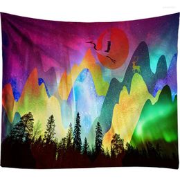 Tapestries Colour Hill Mountain Tapestry Bedroom Decoration Beach Throw Towel Magical Scene Yoga Mat Wall Hanging Drop