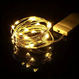 1pc Led Fairy Lights, CR2032 Battery Operated (Battery Not Included), Waterproof Copper Wire String Lights, 1 Metre 10 Led Firefly String Lights, For DIY Wedding Dorm.