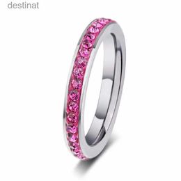 Solitaire Ring QianBei Elegant Drip Stainless Steel Rings For Women Silver Plated Color Rhinestone Wedding Rings Fashion Jewelry Hot SellingL231220