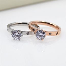 Fashion Silver Titanium Steel Light Car Diamond Ring Titanium Steel Jewelry Set Diamond Ring Women's Rose Gold Ring2729