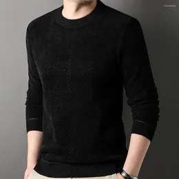 Men's Sweaters Jacquard Texture Knitting Tops Cosy O-neck Sweater With Plush Lining Thicken Pullover For Teenagers