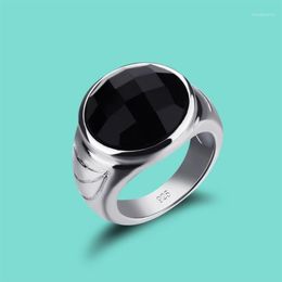 925 sterling silver ring classic silver ornaments Obsidian neutral ring Men and women for daily collocation fashion1218F