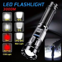 1pc Strong Light Flashlight, Telescopic Zoom Type-c Charging Flashlight, Multifunctional Outdoor Lighting