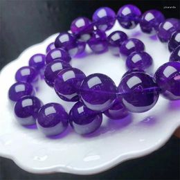 Link Bracelets Natural Amethyst Bracelet Handmade Fortune Energy Bangle Mineral Woman Amulet Jewellery Gift 1PCS 15.5MM