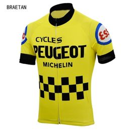 2018 retro men cycling jersey classic yellow clothing cycling wear racing bicycle clothes clothing hombre braetan220S