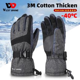 WEST BIKING Men Women Winter Ski Gloves Waterproof Warm Cycling Bike Gloves Motorcycle Snow Skiing Hiking Windproof Gloves 231220