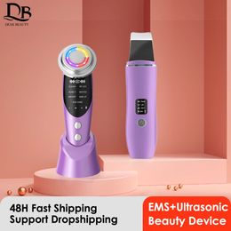 Eye Massager 7in1 RF EMS Lifting Beauty LED P on Ultrasonic Skin Scrubber Peeling Shovel Multifunctional Equipment 231219