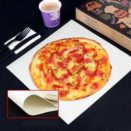Dinnerware Sets Disposable Pizza Base Paper White Corrugated Anti-oil Square Papers Western Grade Take Out Dish 100Pcs