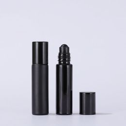 Hot Sale 10ml Essential Oil Roller Bottle With Steel Ball And Black Plastic Cap