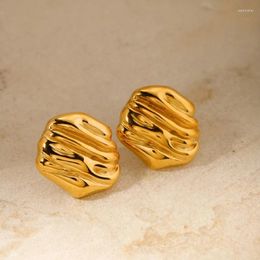 Stud Earrings Minar Textured Stripes Irregular Rock Geometric For Women 18K Gold PVD Plated Stainless Steel Non Tarnish Earring