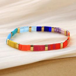 Strand KELITCH Women Tila Bead Bracelet Stack Flat Handmade Friendship Stretch Bracelets Boho Style