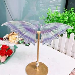 Decorative Figurines 1pair Natural Rainbow Fluorite Big Wings Crystal Carving Crafts Healing Energy Stone Fashion Home Ornaments Birthday