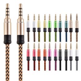 Nylon Jack Aux Cable Audio Cable Male to Male Kabel Gold Plug Car Aux Cord for iphone Samsung xiaomi ZZ