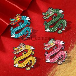 Creative Dragon Enamel Brooch Cartoon Cute Coil Dragon Chinese Style Cool Dragon Anime Metal Badge Punk Lapel Pins Jewellery Gift