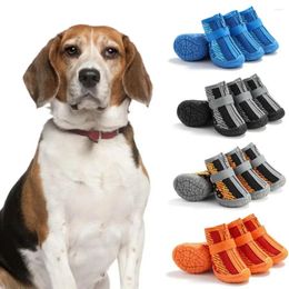 Dog Apparel 4Pcs Pet Shoes Mesh Sneakers Zipper Closure Anti-skid Breathable Dogs For Casual