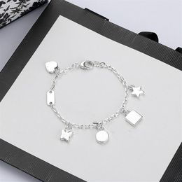 luxury- High Quality Chain Silver Plate Bracelet Star Gift Butterfly Bracelet Top Chain Bracelet Fashion Jewellery Supply252P