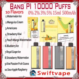 100% Original Bang PI 10000 Puff Disposable E Cigarette 10 Flavours 15ml Pod Rechargeable Battery 500mAh 10K Puffs 0% 2% 3% 5% RBG Light Vape Pen Kit Fast Delivery