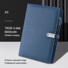 With 16G Udisk Notebook Powerbank 6000mah Office Digital Diary Agenda Wireless Charger 231220