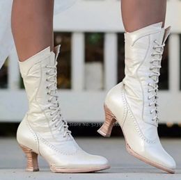 Boots British Style Punk Women Retro Knight Boot Mediaeval PU Leather Ankle Lady Cosplay High Heel Shoes for 231219