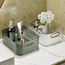 Storage Boxes Pattern Box Organizer Bathroom Makeup Sundries Home Diamond Desktop Basket Cosmetic Clear