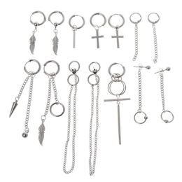 14 Pcs Set Arrival Trendy Jewelry Earrings Stainless Steel Korean Fashion Personality For Men Women Boys Party Decoration 210624242S