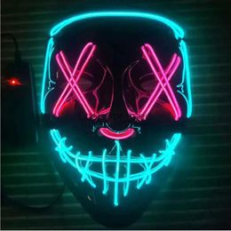 Masks Halloween Mask Mixed Colour Led Mask Party Masque Masquerade Masks Neon Maske Light Glow In The Dark Horror Mask Glowing Masker HKD