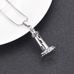 LkJ10012 The Lighthouse Cremation ashes turned into jewelry Stainless Steel Men Keepsake Memorial Urn Pendant For Dad2917