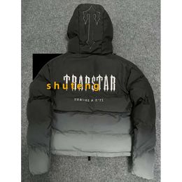 Trapstar London Decoded Hooded Puffer 2.0 Gradient Black Jacket Embroidered Thermal Hoodie Men Winter Coat Tops 785