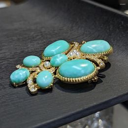 Brooches European And American Simple Natural Stone Turquoise Brooch