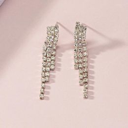 Stud Earrings Stylish Zircon Full Rhinestone-set Long Pendant Luxury Women Jewellery Accessories Fringed Exaggerated Gift