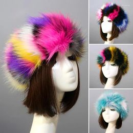 Berets Ladies Winter Imitation Fur Hat Women Outdoor Warm Faux Hats Fluffy Fleece Short Plush Empty Top Brimless Cap