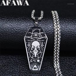 AFAWA Witchcraft Vulture Coffin Pentagram Inverted Cross Stainless Steel Necklaces Pendants Women Silver Colour Jewellery N3315S021185y