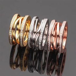 Fashion couple Wedding Rings for Men and Women Brand classic hollow Designer Diamond Ring High quality 316L stainless steel Ring j214d