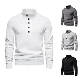 Men's Sweaters Stand Collar Sweater Turtleneck Button Down Autumn Winter Solid Color Long Sleeve Knit Lightweight For Casual