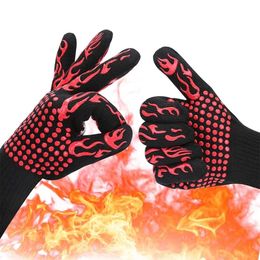 Upgrade BBQ Gloves Silicone Heat-Resistant Glove Kitchen Microwave Oven Mitts 500 800 Degree Fireproof And Non-Slip Barbecue Gloves