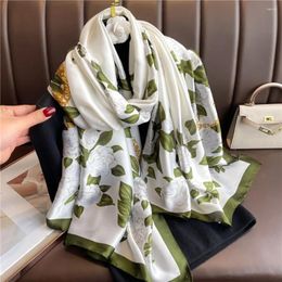 Scarves Women Scarf 180X90cm Flower Printing Luxury Elegance Shawl Travel Wraps Cover-Ups Hijab Foulard Beach For Spring Autumn Winter