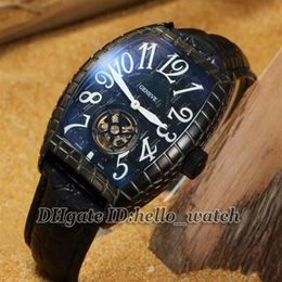 High Quality Black Croco 8880 T BLK CRO Automatic Tourbillon Mens Watch PVD Black Leather Strap Gents Watch Cheap New Watches256k