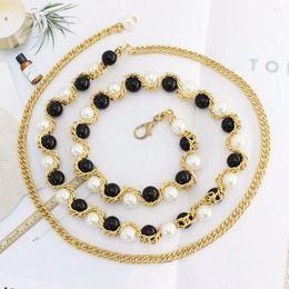 Belts Elegant Sweet Female Exquisite Korean Alloy Waistband Pearl Waist Belt Accessories Chain