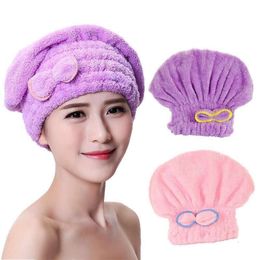 Upgrade Microfibre Quick Hair Drying Bath Towel Spa Bowknot Wrap Towel Cap Bathroom Accessories Bonnets For Women Designer Shower Cap