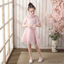 Girl's Dresses Summer Girl Dress Chinese Style Close-Fitting Dress School Student Outfit Clothes Kids Cheongsam Traditional Dress for Girl