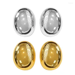 Stud Earrings Metal Oval Ball Ear Unisex Elliptical Earring Stylish Decoration