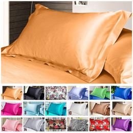 Pillow 1pc Pure Emulation Silk Satin Pillowcase Single Pillow Cover Multicolor 48*74cm 231219